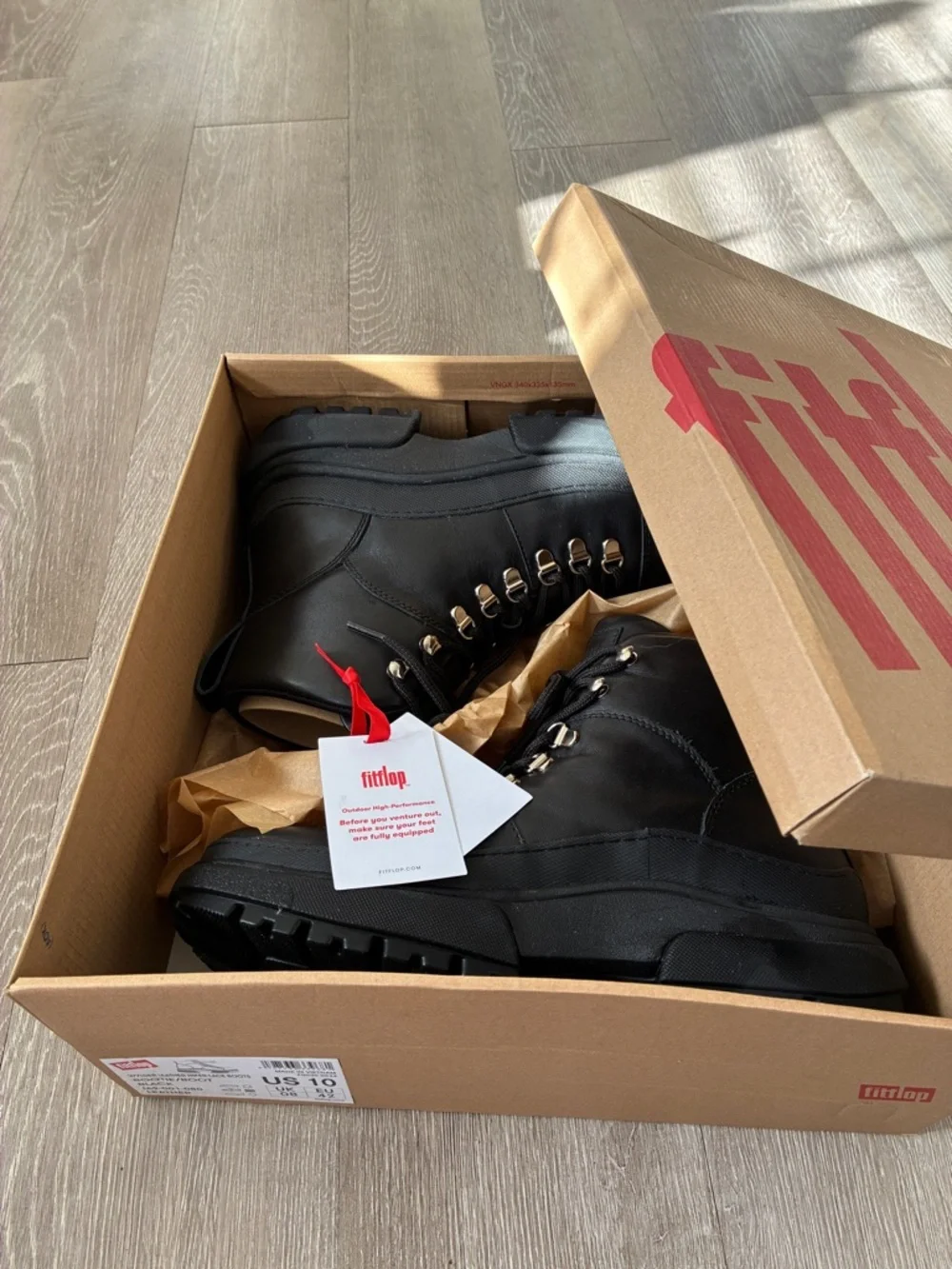 Fitflop hiker leather lace up black boots gorpcore heavy duty size 10 - Picture 10 of 10